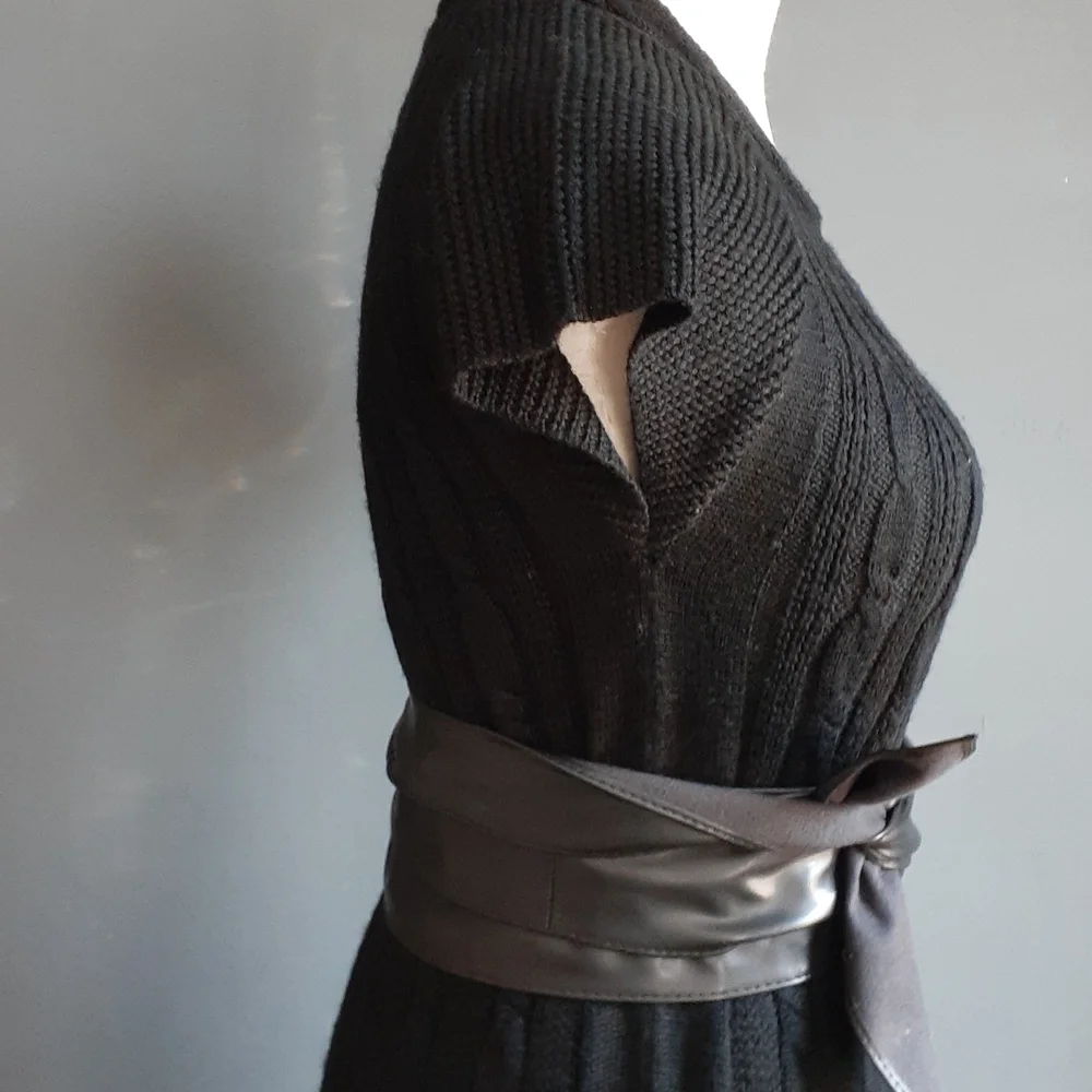 Calvin Klein women Whimsigoth black merino wool blend cable knit dress … - Picture 6 of 13